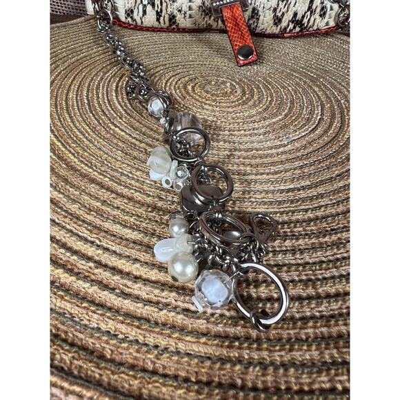 Tosca Blu Shoulder Saddle Bag – Snakeskin Leather Bag, Detachable Jeweled Chain- - Picture 7 of 16